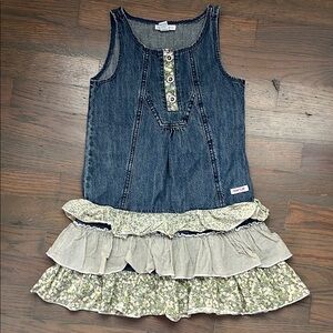 Naartjie Girls Denim Blue Jean Ruffle Dress Sleeveless Size 5T